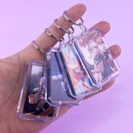 Keychains Anime Genshin Impact Po Frame Keychian Acrylic Rectangle Kaedehara Kazuha Picture Keyring Key Holder Ring Gift For Fans