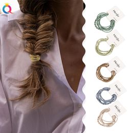 Women Solid Colour Ribbon Elastic Hair Rope Simple Style Children Ponytail Holder Soft Seamless Hair Ties Kid Daily Basic Headwear 1624