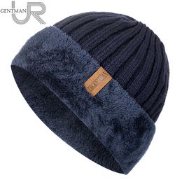 Berets Unisex Thick Winter Hat Keep Warm Add Fur Lined Flanging Cap Stylish Beanie s For Men Women Outdoor Knitted 230214