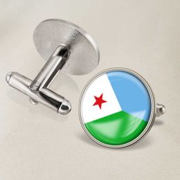 Djibouti National Flag Cufflinks All Over the World National Flag Cufflinks Suit Button Suit Decoration for Party Gift Crafts