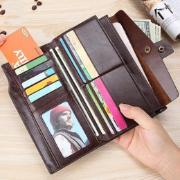 Wallets Men's Multi-card Fashion Wallet Casual Business Long Genuine Leather Cow Zip Coin Purse Card Holder