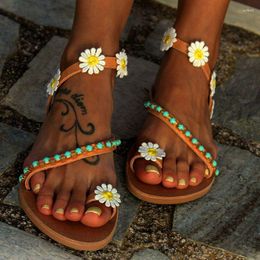 Sandals Women Bohemia Platform Flower Shoes Woman Walking Beach Comfy Bead Sweet Ladies Footwear Breathable Plus Size