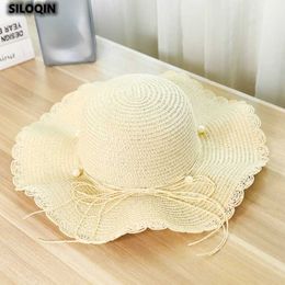 Wide Brim Hats Summer Millinery Sun Hat Girl Straw Ribbon Bow Sombrero Beach Flat Cap Panama Womens Dome Bucket ChapeuWide