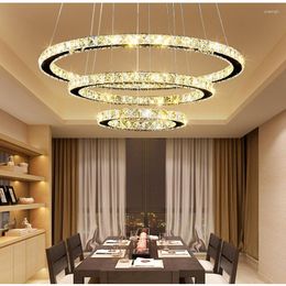 Pendant Lamps Modern Crystal LED Hanging Ceiling Lustre Chandeliers Ring Living Room Bedroom Lighting Dining Lamp Fixtures