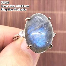 Cluster Rings Natural Labradorite Beads Ring Jewelry For Women Men Crystal Oval Healing Luck Gift Moonstone Stone Adjustable