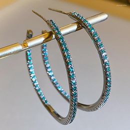 Hoop Earrings Edgy Blue Cubic Zirconia Silver Colour Earring For Women Exquisite Geometric Party Birthday Jewellery Gifts