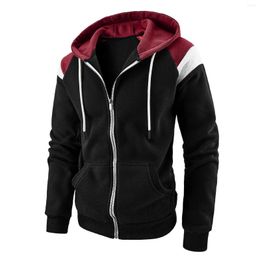 Men's Jackets Men's Autumn Winter Jacket Hoodie Long Sleeve Zip Splice Sweatshirt Casual Hooded Sportswear Street Men