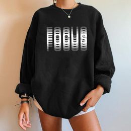 Women's Hoodies Sweatshirts Focus Letter Print Women Sweatshirts Long Sleeve Drop-shoulder Sweatshirts Streetwear Winter Clothes Women Tops Moletom 230213