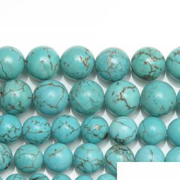 Stone 8Mm New Natural Lt Blue Howlite Turquoises Round Loose Beads 15 Strand 4 6 8 10 12 Mm Pick Size For Jewellery Drop Delive Dhgarden Dhxil