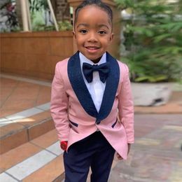 Men's Suits 2023 Custom Made Pink Boys Jacket Pant Suit 2 Pieces Set Tuxedos Groom Wedding For Children Kids Dinner Party Tuxedo