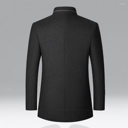 Men's Jackets Long Sleeves Temperament Windproof Coldproof Pockets Overcoat Windbreaker Men Woollen Coat For Daily Wear