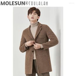 Men's Wool & Blends AKOOSUN Man Jacket Korean Style Jackets For Men Clothing Winter Clothes Mens Mid-length Fur Coat 2023 Ropa Hombre LXR875