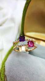 Cluster Rings JY Solid 18K Gold Nature 0.78ct Red Ruby Sapphire Gemstones Diamonds Women Fine Jewelry Presents The Six-word Admonition