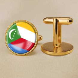 Comoros National Flag Cufflinks All Over the World National Flag Cufflinks Suit Button Suit Decoration for Party Gift Crafts