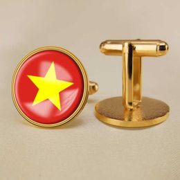 Vietnamese Flag Cufflinks National Flag Cufflinks of All Countries in the World Suit Button Suit Decoration for Party Gift Crafts