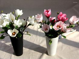 Decorative Flowers 5pcs Artificial Plastic Silk White/Pink/Light Pink Magnolia For Wedding Home Office Venue Decoration Bouquet Making DIY