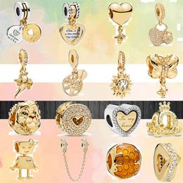 925 STERLING SILPS PRESSE CHARME FEMMES NOUVEAU GOLD COEUR BEE FAMILAL FAMILLE COURNE COURLE Perle FIT