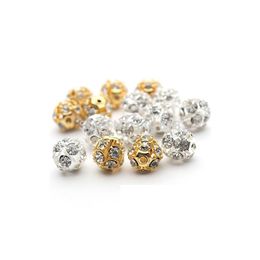 Other 30Pcs/Lot 6Mm/8Mm/10Mm Gold/Sier Round Pave Disco Ball Beads Rhine Stone Crystal Spacer For Diy Jewelry Drop Delivery Dhgarden Dh2Nc