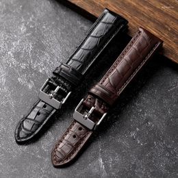 Watch Bands American Alligator Leather Watchband Brown Black 18 19 20 21 22MM Men's Handmade Soft Bracelet