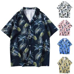 Men's T Shirts Mens 3D Digital Printing Pocket Buckle Lapel Short Sleeve Shirt Tall