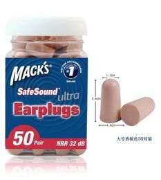 Earplugs 50pairs Mack's Soft Earplugs Washable Foam Ear Plugs Sleeping Noise Reduction Earplugs for Children Women Good Sleep Helper 230213