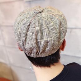 Berets Vintage Men's Cotton Blend Striped Cabbie Sboy Caps High Quality Flat Octagonal Golf Driving Hat Accessories