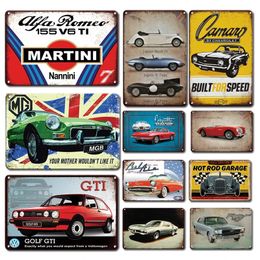 Vintage Car Stickers Metal Plaque Tin Sign Retro Workshop Garage Decor Car styling Iron plate Accessories Rustic Man Cave Home Decoration Metal Plates Size 30X20 w01