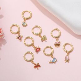 Hoop Earrings VIVILADY 1Piece Copper Zircon Ocean Animal Dolphin Jellyfish Jewellery For Women Fashion Party Gift Wholesale