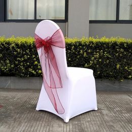 Sashes 40Pcs Chair Bow Knot For Banquet Sash Wearresistant Organza Wedding Decoration Home Textile Cover 230213