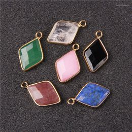 Pendant Necklaces 2pcs/lot High Quality Rhombus Natural Lapis Lazuli Stone 25x15mm Clear Quartz For Jewellery Making Necklace Gifts