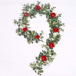 Decorative Flowers 1.8m Artificial Camellia Rattan Decorations Wedding Festival Party Home Long Plant Pendants Ornaments