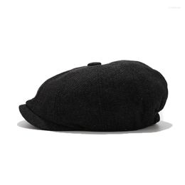 Berets Cotton Trend Sboy Cap Herringbone Men Women Gatsby Retro Hat Driver Flat Black Brown Green Vintage British