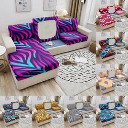 Chair Covers Anti-dust Geometric Sofa Seat Cover Colourful Stripe Print Cushion Elastic For Living Room