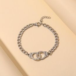 Charm Bracelets Couple Fashion Personality Hand Jewellery Trend Metal Stainless Steel Handcuffs Bracelet For Women Men Creative Boho Gifts