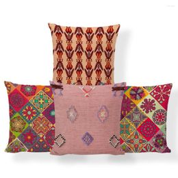 Pillow Red Moroccan Ethnic Style Polyester Cotton Blend Pillowcase Sofa Car Seat Cover Home Decoration Can Be Customised