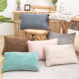 Pillow Solid Colour Super-Soft Corduroy Stripes Flannel Pillowcase Rectangular Sofa Covers Home Living Room Decoration 30x50cm