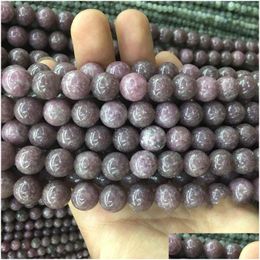 Stone 8Mm Price Natural Plum Blossom Tourmaline Beads Lepidolite Round Loose For Jewellery Making 412Mm Diy Drop Delivery Dhgarden Dhf6H