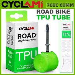 Tyres CYCLAMI Ultralight Tube Road Bike MTB Bicycle TPU Material Inner Tyre 60mm Length French Valve 700C 18 25 28 32 0213