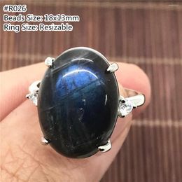 Cluster Rings Top Natural Labradorite Stone Ring Jewelry For Women Men Crystal 18x13mm Beads Wealth Love Luck Moonstone Adjustable