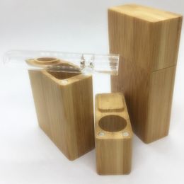 Latest Natural Bamboo Wood Cigarette Dugout Case Portable Dry Herb Tobacco Glass Philtre Catcher Taster Bat One Hitter Pipes Storage Wooden Stash Box