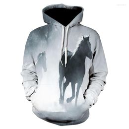 Men's Hoodies 3D Horse Print Fall Casual Long-sleeved Hooded Sweatshirts Fashion Animal For Men And Women