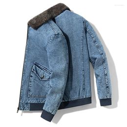 Мужские куртки модная мужская одежда зима плюс флисовая теплая джинсовая джинсовая ткань мужская классическая оценочная хлопчатобумажные топы джинсы верхняя одежда тонкие пальто