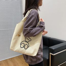 Evening Bags Cute Bear Soft Student Canvas Handbag Large Capacity Tote Bag Japanese Ins Vintage Shoulder Women's Shopping