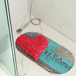 Bath Mats Valentine's Day Bathroom Mat 3D Non-slip El Floor Rug Bathtub PVC Foot Pad Kitchen Sucker Carpet