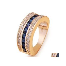 Band Rings Fl Diamond Blue Gemstone Men And Women Beauty Plated 18K Gold Flash Tail Ring Drop Delivery Jewellery Dhbsl