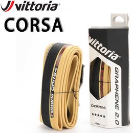 Tyres VITTORIA CORSA 700x25c 25-622 Pneu Original Folding Bicycle Black/Yellow Tyre Graphene 2.0 Road Bike Tyre 0213