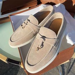 Italy Designer Loropiana Shoes spring new cowhide and bean shoes versatile casual leather women's shoes large men's shoes LP Lefu shoes