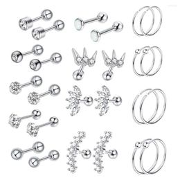 Stud Earrings Tragus 8mm 6mm CZ Fashion Stainless Steel Barbell For Piercing Jewelry Women Men Friends