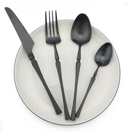 Dinnerware Sets 4 Western-style 304 Waist Titanium Household Western Tableware Stainless Steel Steak Cutlery Set In Stock