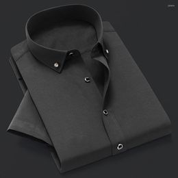 Men's Casual Shirts Formal Top Men Shirt Solid Color Rhinestone Single-breasted Turn-down Collar Business For Work